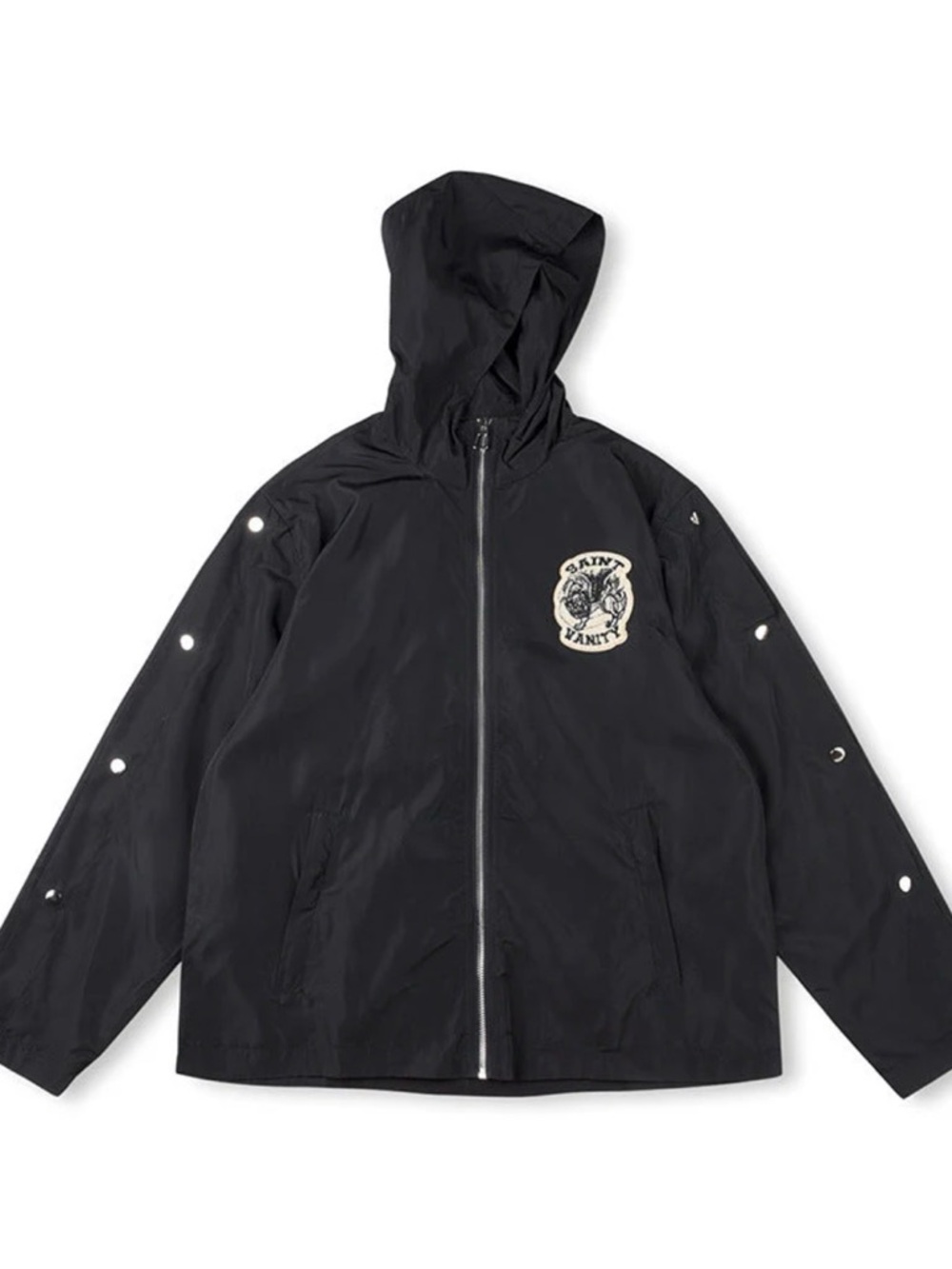 Saint Vanity Black Hooded Zip-Front Windbreaker Jacket size Medium